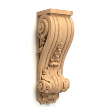 wooden narrow decorative scroll leaf corbel baroque style