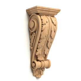 Ornamental acanthus shelf bracket from wood