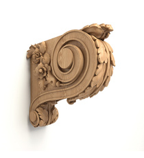 Architectural wooden corbel with acanthus leaf