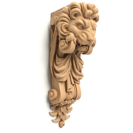  Decorative wooden wall bracket with ornate Lion Head