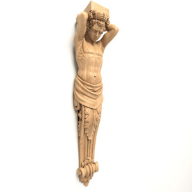 Antique-style carved bracket with Atlas statue