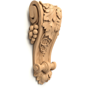 Decorative wooden corbel with grapes