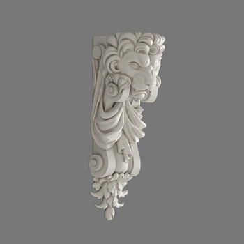 Decorative Polyurethane Corbel with Ornate Lion Head & Classical Scrollwork