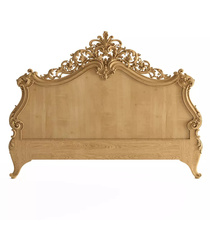 Carved Antique style wooden footboard with acanthus leaves
