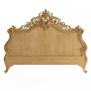 Carved Antique style wooden footboard with acanthus leaves