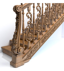 Large newel post with wood carving grapes