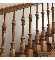 Renaissance carved stair balusters with scrolls and acanthus leaves