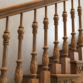 Fluted wood carved baluster, Round acanthus baluster