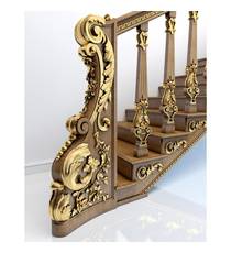 Ornate Antique style wooden staircase post, Right