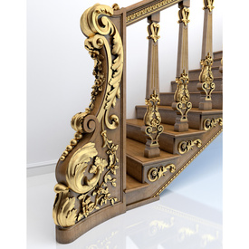 Ornamental wooden decorative stairs baluster, Left