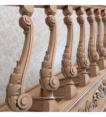 Neoclassical wooden rectangular baluster with flowers