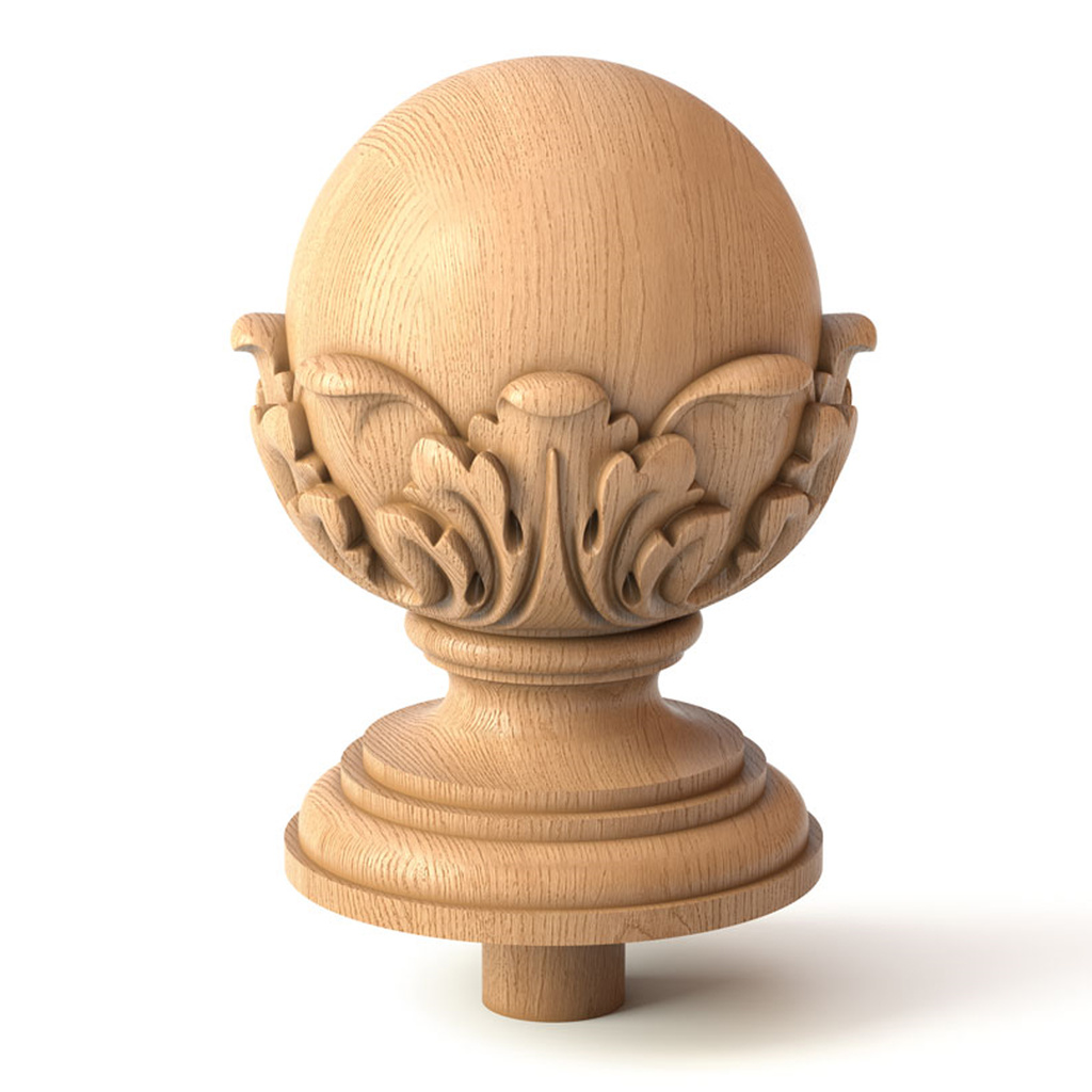 Classic oak newel post cap, Unfinished carved finial