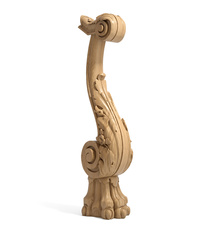 Carved lion decorative post for staircase from solid wood
