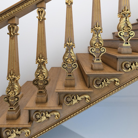 Ornate wooden baluster, Stairs carved baluster