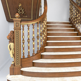 Carved stair newel post for staircase - Wooden stair parts