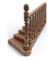Carved lion decorative post for staircase from solid wood