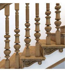Square Top Wooden Balusters Architectural Renaissance Style