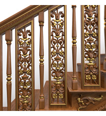 Renaissance wooden fluted stairs spindle with scrolls