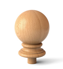 Round newel post cap with acanthus leaves from solid wood