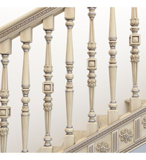 Architectural hand carved stair baluster with spiral twist