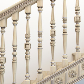 Round staircase baluster, Chiseled wooden baluster