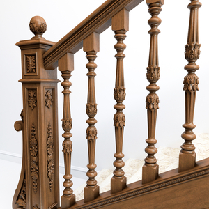 Architectural hand carved stair baluster with spiral twist