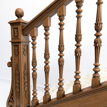 Victorian Stair Baluster with Acanthus Leaf Carved from Oak