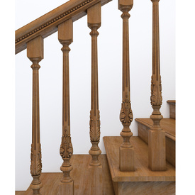 Fluted staircase spindle, Decorative wooden baluster
