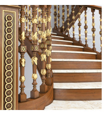 Custom wooden round baluster with spiral ornamentation