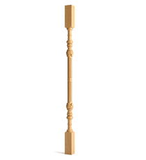 Smooth round oak baluster with acanthus decor