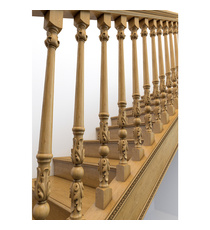 Victorian wood round staircase baluster with flutes