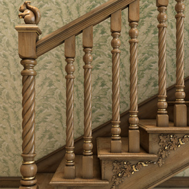 Ethnic wooden baluster, Spiral stairs baluster