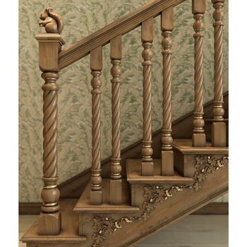 Classical newel post, Beech staircase post