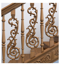 Vintage grooved carved staircase baluster