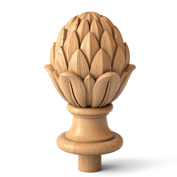 Staircase artichoke finial, Oak newel post cap