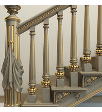 Symmetrical wood staircase baluster with rings