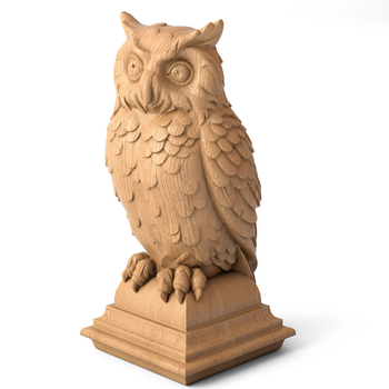 Bird staircase finial, Carved Owl finial topper