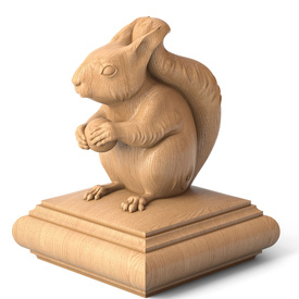 Carved squirrel finial, Staircase animal finial