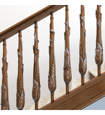 Art Nouveau oak carved baluster with irises flowers