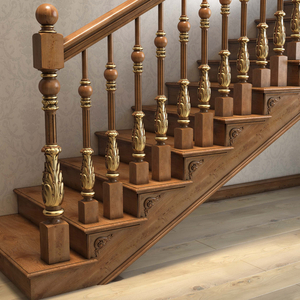 Renaissance style fluted wooden staircase post