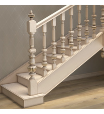 Renaissance style fluted wooden staircase post