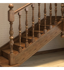 Renaissance style fluted wooden staircase post