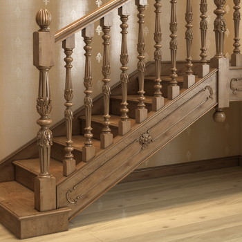 Antique stair post, Vintage oak staircase part