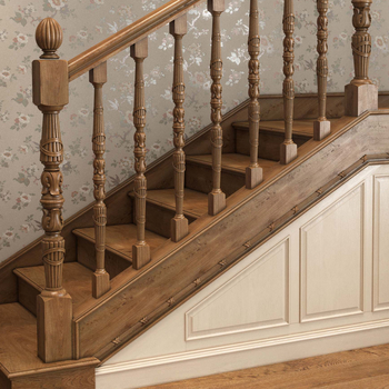 Empire staircase post, Wooden stair parts