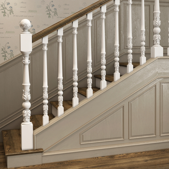 Floral stair posts, Victorian wooden newel posts