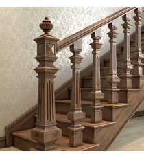 Vintage style wood unfinished stairs baluster