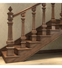Ornate fluted newel post from solid wood