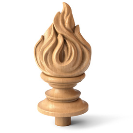 Antique wood stair finial, Flame bannister post