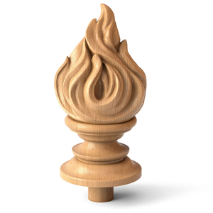 Empire style Flame finial from solid wood