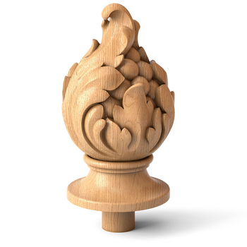 Vintage wooden finial, Grapes newel topper